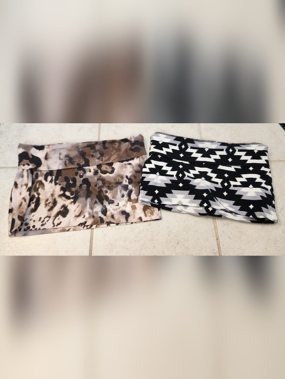 Set Of 2 Body Central Fold Over Mini Skirts Cotton Size M Animal Aztec #1439